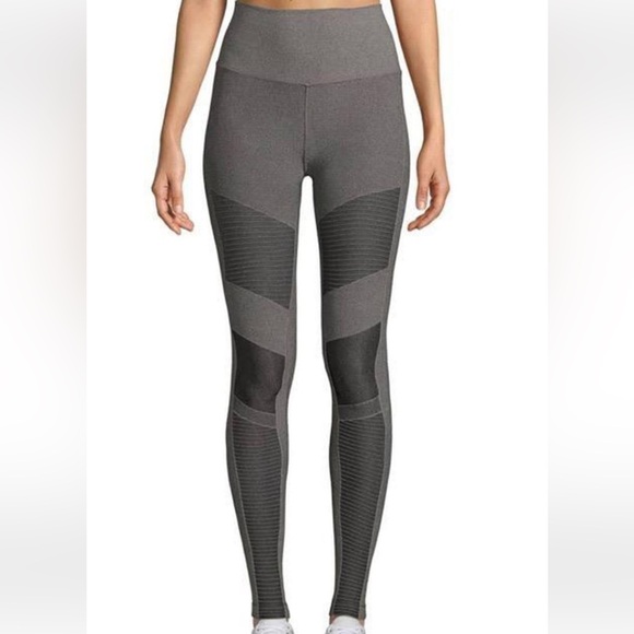 ALO Yoga Pants - Alo Yoga High Waisted Moto Leggings Dark Storm Gray large